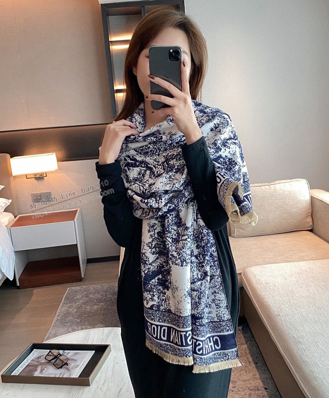 DiorCD動物印花長巾女士圍巾 迪奧2021專櫃款圍巾披肩毛毯三用  mmj1311